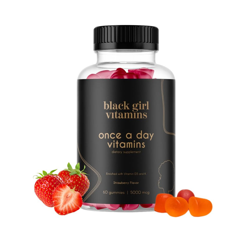 [Australia] - Black Girl Vitamins Once a Day - Womens Multivitamin Gummy - Vitamin A, B, C, E and Zinc. Multivitamin for Women, Immune Support. Vegan, Gluten-Free. Made in The USA (30 Day Supply, Strawberry) 60 Count (Pack of 1) 