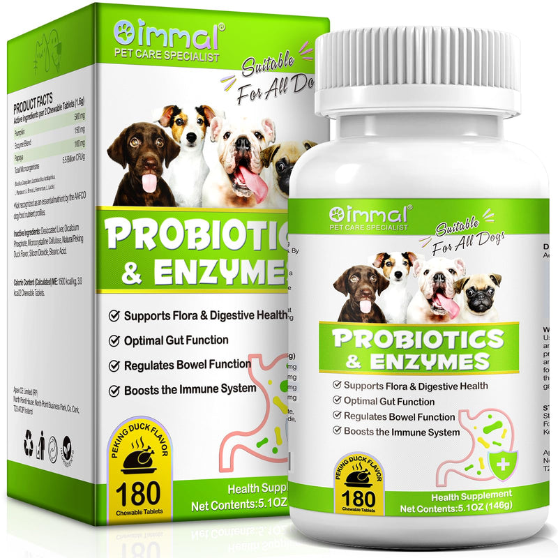 Probiotics for Dogs, 180 Chews Dog Probiotics and Digestive Enzymes, Promotes Gut Health, Dog Probiotics for Bowel Support, Immunity Health - PawsPlanet Australia