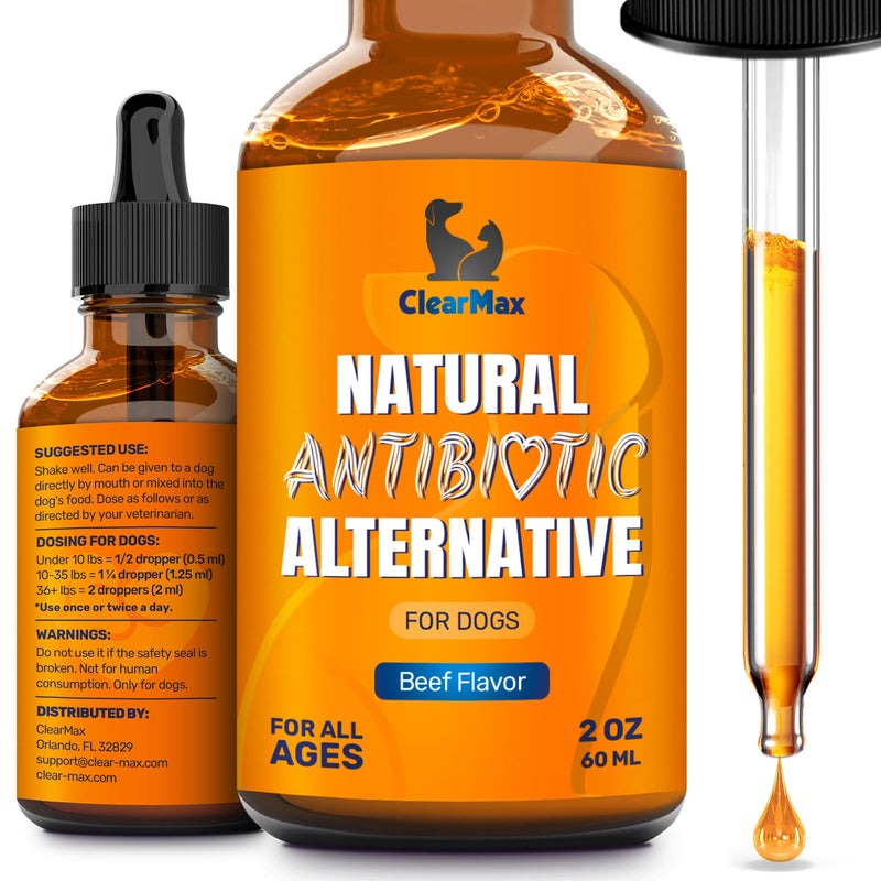 Natural Antibiotics for Dogs for Allergies, Infections, Coughs, Digestive Moments – Dog Antibiotics with Beef Flavor May Support Urination and Breathing – Organic Composition with Cranberry – 2 Oz - PawsPlanet Australia