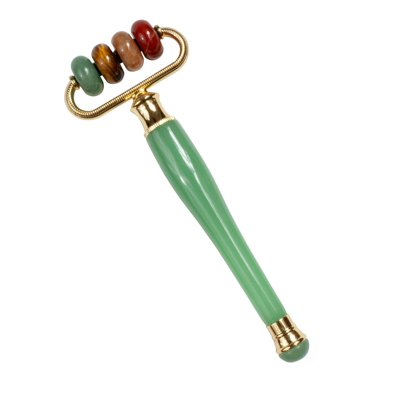 Eurow Luxe Multi-Stone Jade Face Roller for Skincare, Puffiness, Wrinkles, Relaxation, Circulation, Product Absorption & Massage, Rejuvenating Facial Tool for Women & Men, Multi-Color