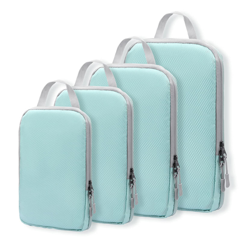 WOOMADA Compression Packing Cubes for Suitcases Travel Essentials 4 Set Expandable Travel Bags Organizer for Luggage(turquoise) A-turquoise