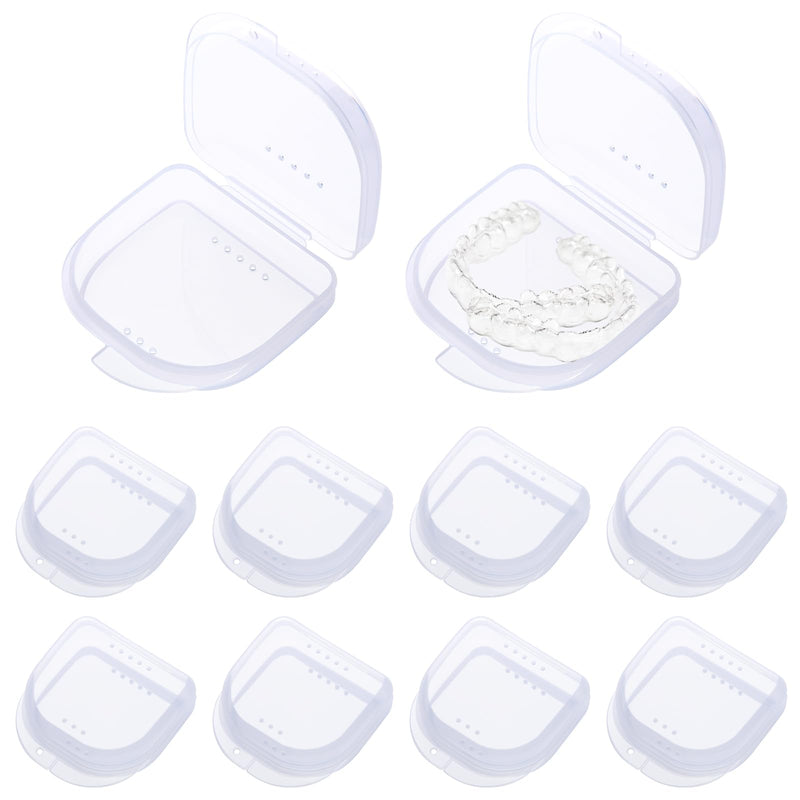 [Australia] - 10 Pack Retainer Case,Dental Retainer Box with Vent Holes,Multicolor Storage Container for Aligner Mouth Guard Denture Box (Transparent) Transparent 