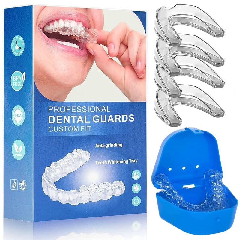[Australia] - Mouth Guard for Clenching Teeth at Night, Night Guards for Teeth Grinding, Mouth Guard for Grinding Teeth at Night, Reusable Teeth Grinding Mouth Guard, Mouthguards for Grinding of Teeth (4 Piece Set) 