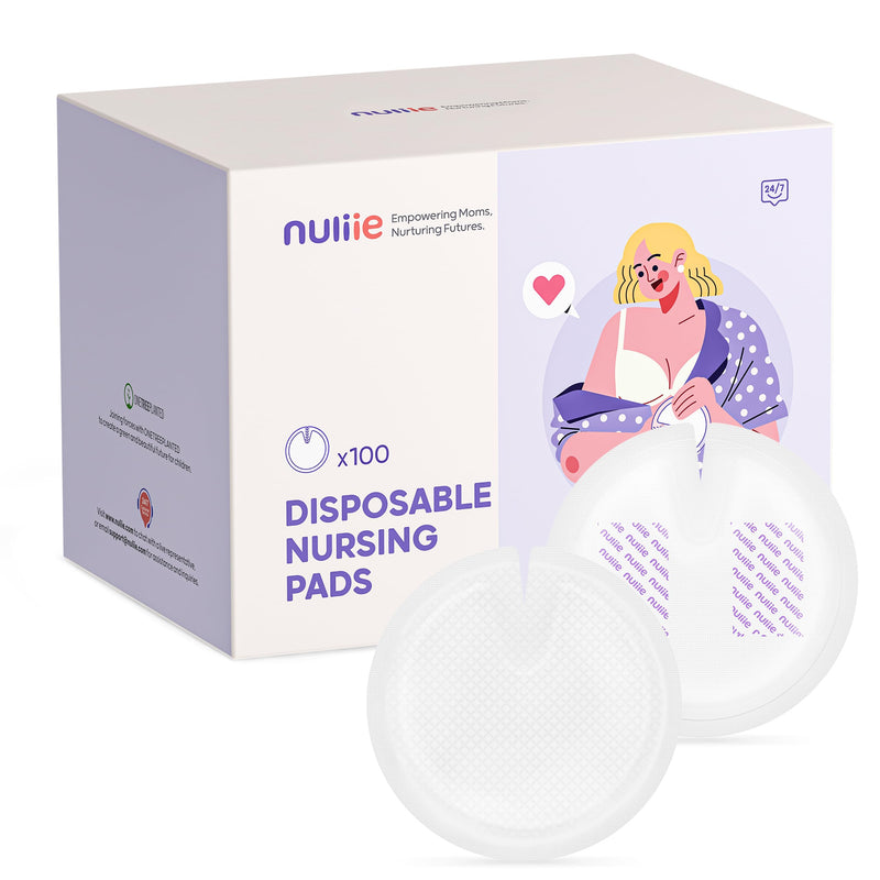 [Australia] - Nuliie Super Absorbent & Featherlight Disposable Nursing Pad, Stay Dry, Soft & Breathable Breast Pad for Leaking Milk, Leakproof, Individually Packaged Breastfeeding Essentials for Moms (100 Count) 100 Count 
