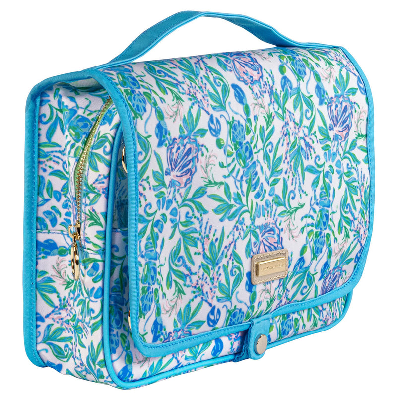 Lilly Pulitzer Hanging Toiletry Bag, Just a Pinch | Travel Cosmetic Bag with Handle, Organization, Hanging Travel Organizer for Makeup & Toiletries with Zipper Pockets