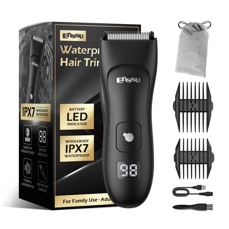 [Australia] - Body Hair Trimmer for Men, Electric Manscape Groin Trimmer with Skin-Safe Ceramic Blade, Waterproof Ball Trimmer for Chest, Beard, and Pubic Hair Black 