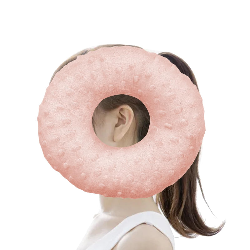 [Australia] - Piercing Pillow, Ear Hole Piercing Pillows, Donut Ear Pillow, Ear Guard Protector for Ear Pain, Piercing, CNH, Pain Relief Sleeping, Pressure Sore, Headphones, Minky Dot. (Pink) Pink 