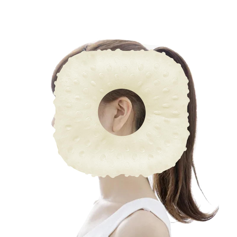 [Australia] - Ear Piercing Pillow, Side Sleeper Pillow with an Ear Hole, Ear Protector Pillow for Ear Pain CNH Piercing Pain Relief Sleeping Pressure Sores, Minky Dot Beige (Squre) 