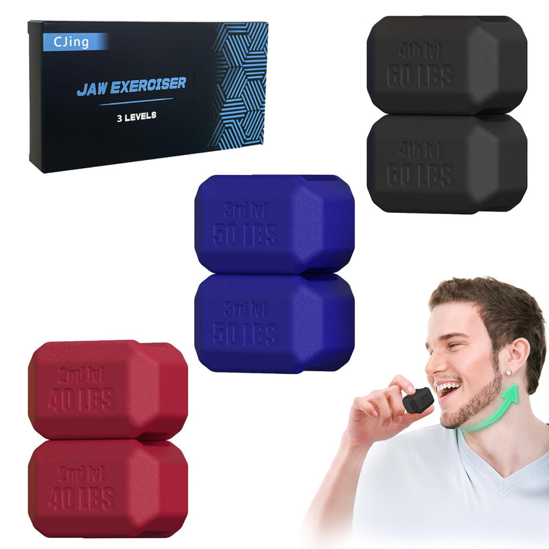 [Australia] - Jaw Exerciser for Men & Women – Silicone Jawline Exerciser Tablets – Powerful Jaw Trainer for Beginner, Intermediate & Advanced Users BLACK,BLUE,RED 