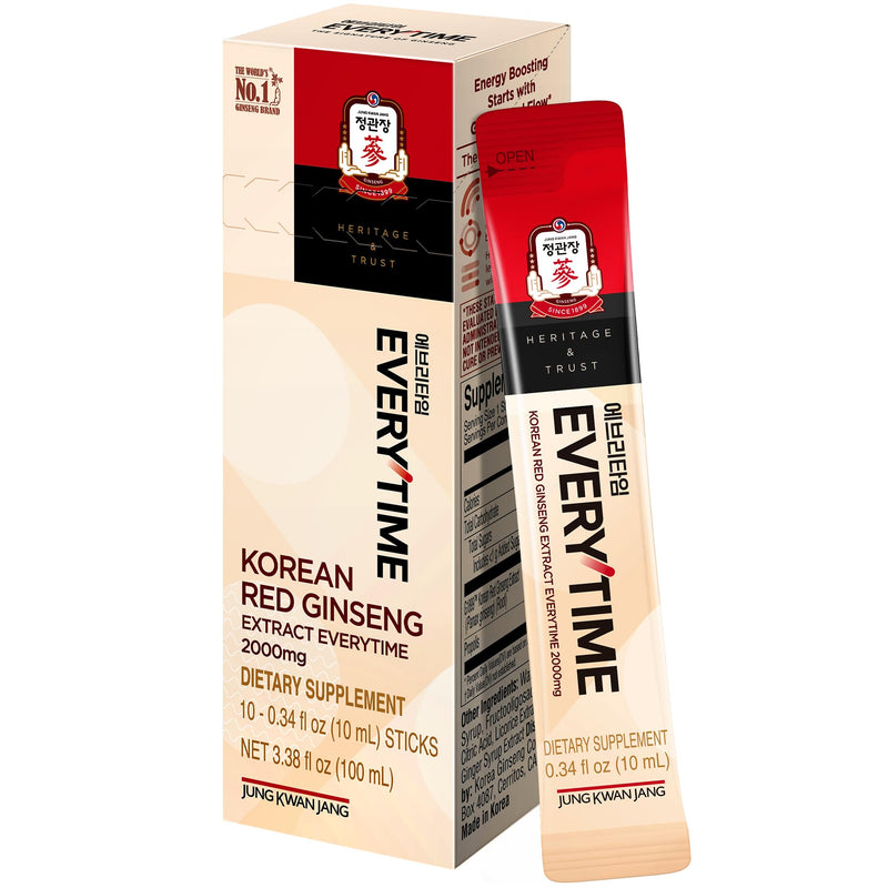 [Australia] - Everytime Korean Red Ginseng Extract 2,000mg - Liquid Stick Supplements with Propolis & Adaptogen - Energy Boost & Immune Support | Natural & Healthy Energy Drinks (10 Sticks) Signature ‚Äì 2,000mg Korean Red Ginseng Extract 0.34 Fl Oz (Pack of 10) 
