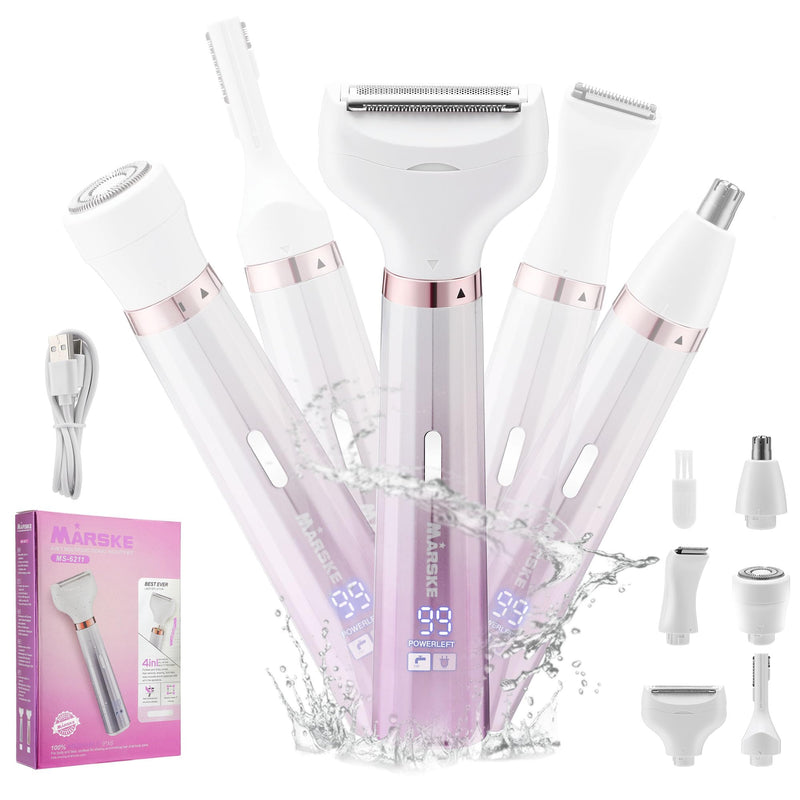 [Australia] - Electric Shavers Razors for Women, 5 in 1 Bikini Trimmer for Women, Wet/Dry Womens Electric Shaver Razor, Face Shaver for Face Nose Eyebrow Arms Armpit Legs Pubic Area, Facial Hair Removal 