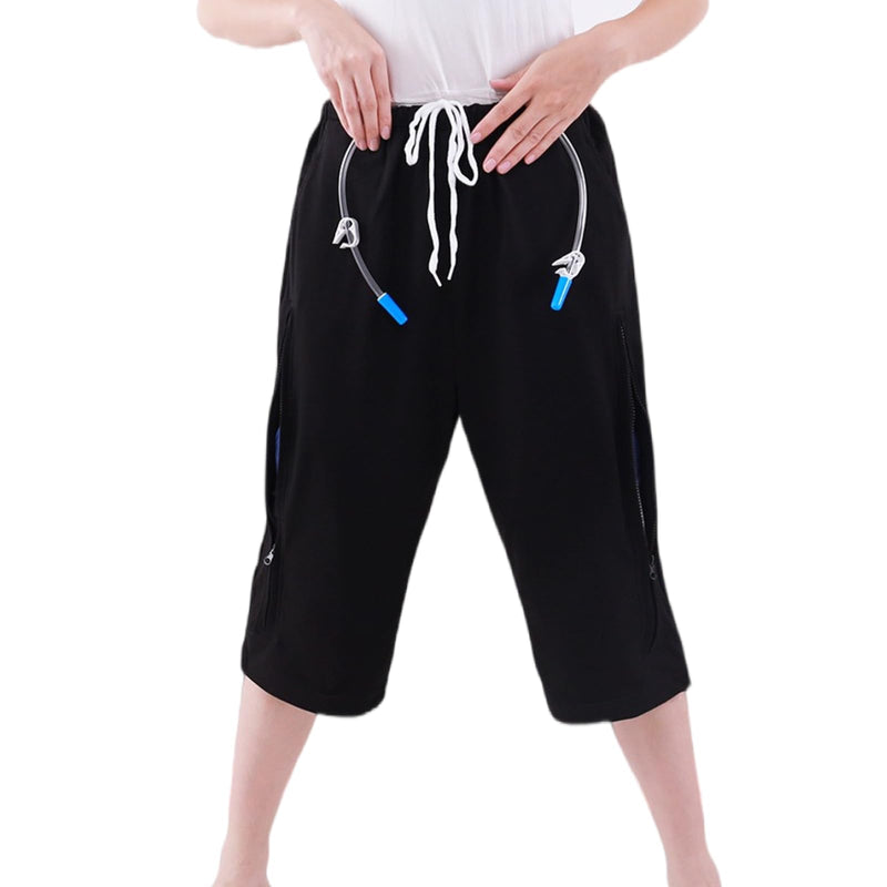 [Australia] - Catheter Leg Bag Cropped Pants, Men Women Nephrostomy Bag Holder Pants to wear with catheters Medium Black 