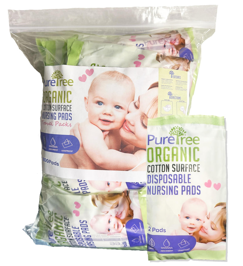 [Australia] - Organic Cotton Disposable Nursing Pads - for Breastfeeding (Travel Packs - 100 Pads) Travel Packs - 100 Pads 