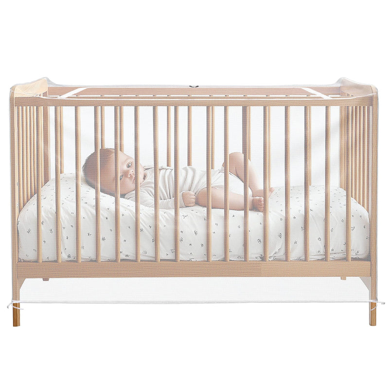 [Australia] - Navaris Mosquito Net for Crib - Safe Crib Netting Mesh - Baby Crib Cover w Easy Access Double Zip - Perfect for Travel & Home Use - Bug Protection for Nursery Playpen Bassinet 