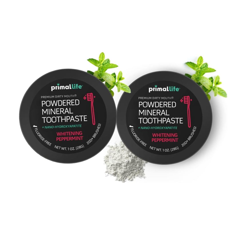 [Australia] - 2 Pack of Primal: Lifee Organics! - Dirty Mouth Toothpowder, Activated Charcoal Tooth Cleaning Powder with Kaolin & Bentonite Clay, Organic, Whitening Peppermint, 1oz 2 Pack +LuxProdX Sticker 