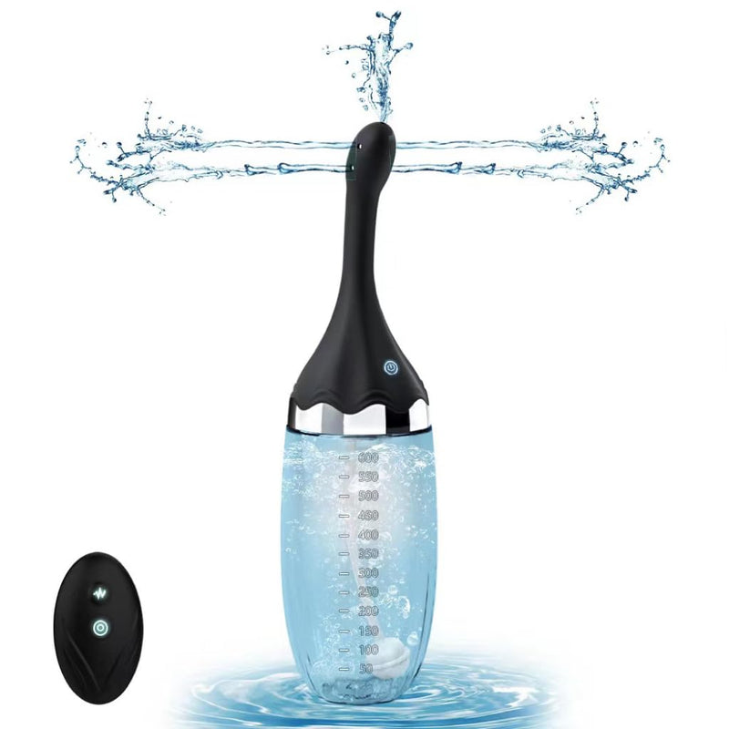 [Australia] - Anal Douche Automatic Enema Bulb - Electric Enemas for Colon Cleanse for Women with 3 Speeds 5 Spouts, Silicone Douches for Men Anal Cleaner, Remote Control Enema Kit Anti-Backflow Bottle 20oz 