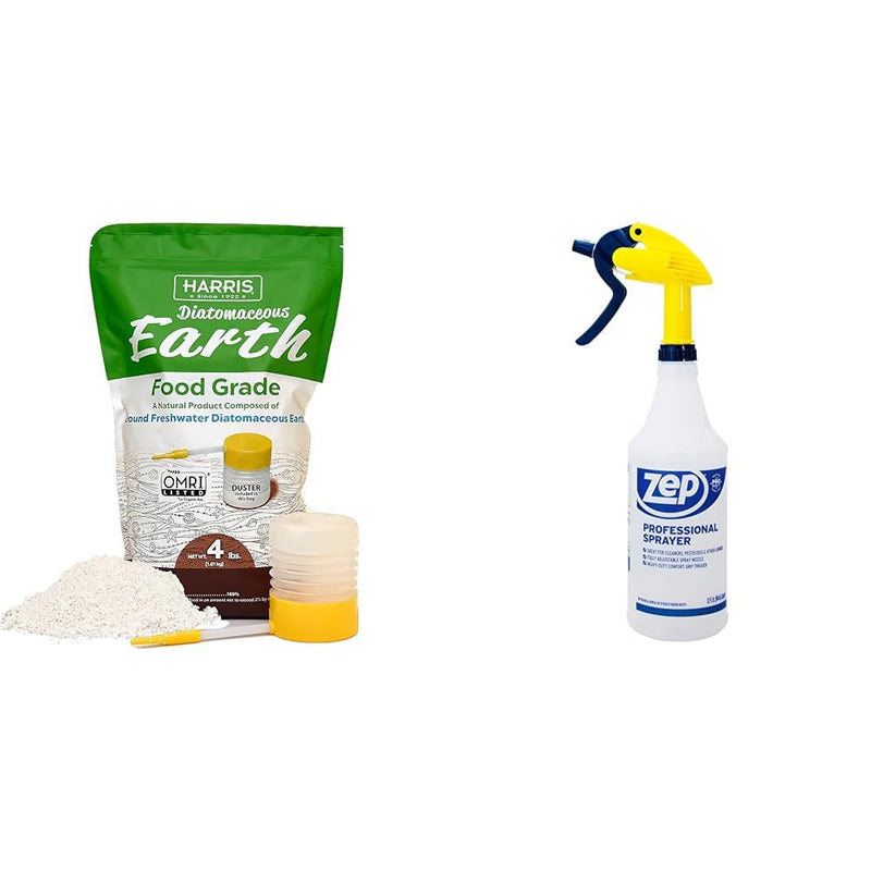 Harris Diatomaceous Earth Food Grade, 4lb with Powder Duster and Zep Professional Sprayer Bottle 32oz Diatomaceous Earth+ Bottle 32 oz - PawsPlanet Australia