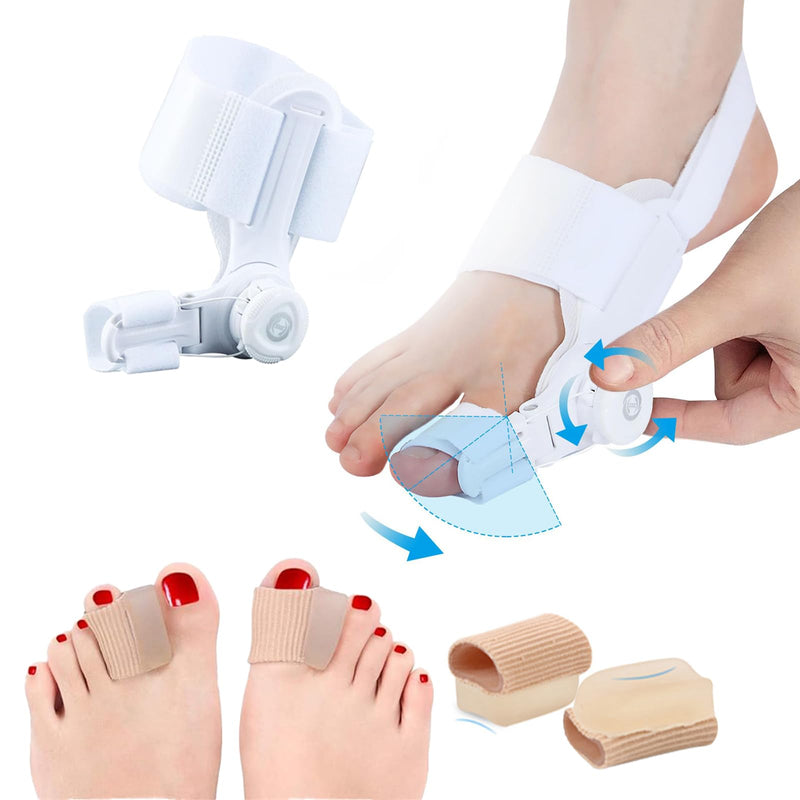 [Australia] - Generic Bunion Corrector for Hallux Valgus, Adjustable Knob Bunion Splint, Toe Straightener with Non-Slip Heel Strap, Toe Separator, Day and Night Support., White 