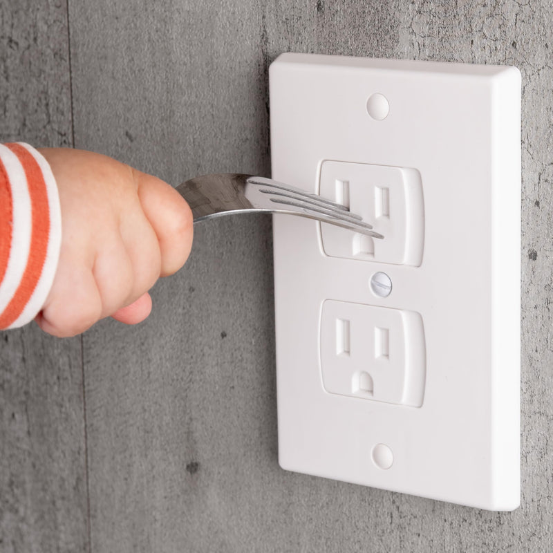 [Australia] - 4-Pack Self-Closing Outlet Covers Baby Proofing - for Standard Single Screw & Decorator 2-Screw Outlets - Child Proof Sliding Outlet Covers 