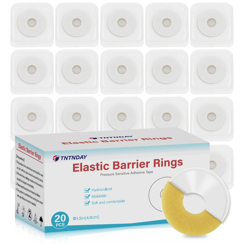 [Australia] - 20PCS Moldable Ostomy Barrier Rings, Elastic Skin Extender Rings, 2mm Thickness Medical Hydrocolloid Ostomy Bag Supplies, Better Seal No Leaking Skin Barrier Ring for Colostomy Bags 20 PCS 
