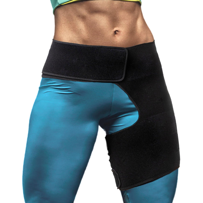 Hip and Groin Brace - Ortho Wrap Hip Brace for Sciatica for Women and Men - Groin Compression Wrap for Pulled Hamstring Compression - Thigh Compression Sleeve for Sciatic Ease (Medium, Right leg) Medium
