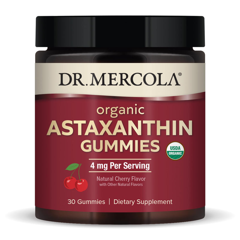 [Australia] - Dr. Mercola Organic Astaxanthin Gummies, 30 Servings (30 Gummies), 4 mg Per Serving, Dietary Supplement, Immune Support, Certified Organic, Non- GMO 