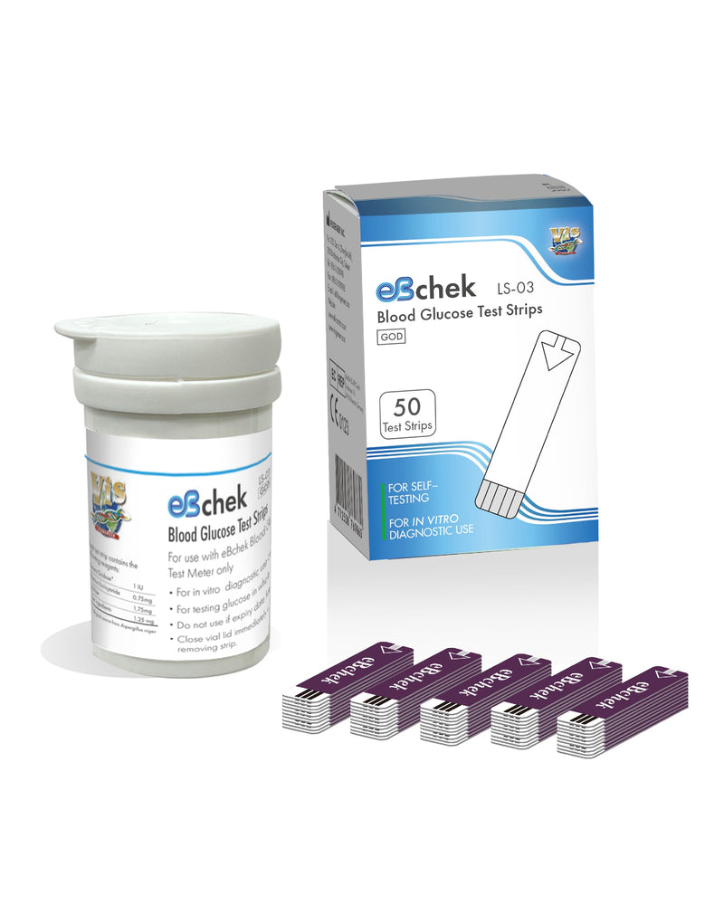 [Australia] - eBchek Blood Glucose Test Strips, 50 count, No Coding Blood Sugar Test, Precision Sugar Measurement for Diabetics, Strips Work Only in eBchek Glucose Meters 