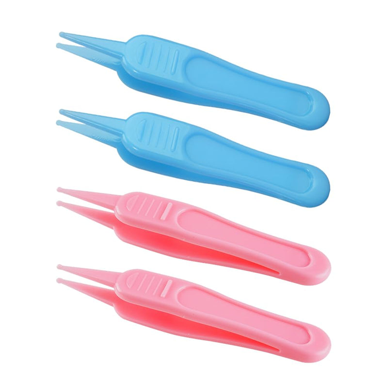 [Australia] - 4-Piece Nose Cleaning Tweezers Safe and Effective Clip Care Ear, Nose And Navel Cleaning Tool Pliers, Pink&blue 
