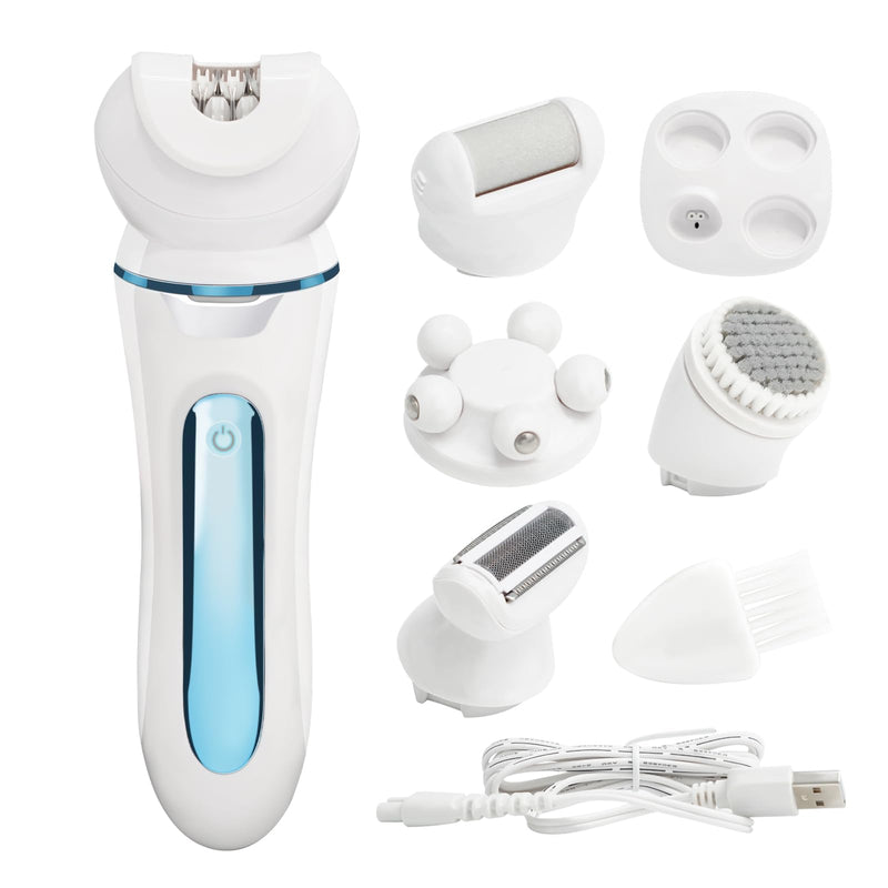 [Australia] - Electric Shaver - Razor - Trimmer for Women Grooming Kit: Women's 5-in-1 Hair Removal Device for Facial Hair Removal and Facial Cleansing & Foot Callus Remover 