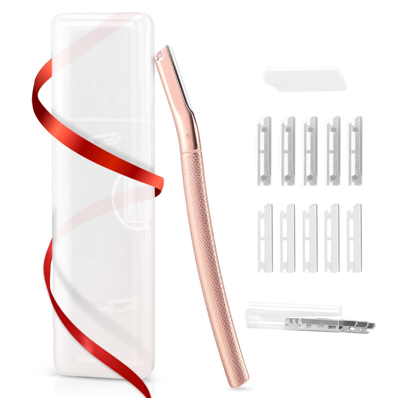 [Australia] - Eyebrow Razor for Women,Face Razors for Women Dermaplaning,Professional Dermaplane Tool with Protective Cap for Peach Fuzz (Rose Gold-10 Blades) Rose Gold-10 Blades 