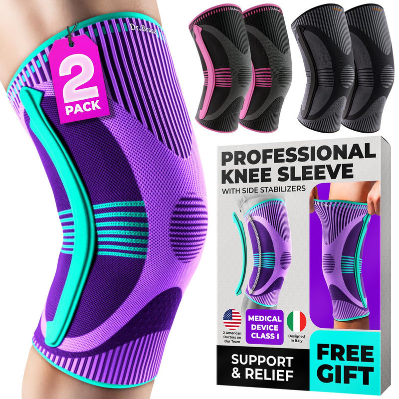 [Australia] - DR. BRACE ELITE Knee Brace with Size Stabilizer (2 Pack) Knee Brace for Women & Men, Workout, Sports, Daily Knee Compression Sleeve for Maximum Knee Pain Support & Fast Recovery (Galaxsis, Medium) Galaxsis 