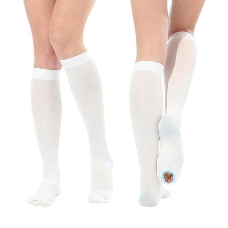 [Australia] - 2Pairs Ted Hose Compression Stockings for Women and Men, Anti Embolism Compression Stockings, Surgical Compression Stocking, 15-20 mmHg Compression TED Hose with Inspect Toe Hole XXL Knee High 
