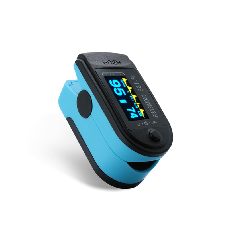 Two-Toned Athletic and Aviation Pulse Oximeter SpO2, Pulse Oximeter Fingertip and PR Value Waveform Blood Oxygen Neck/Wrist/Fingertips(Black-blue)