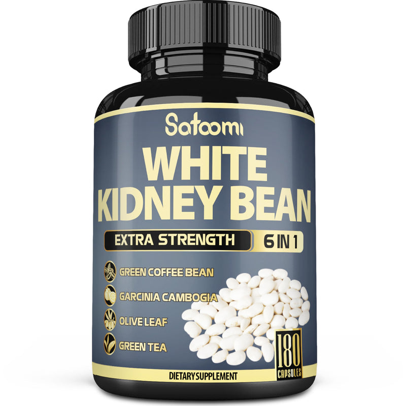 [Australia] - Satoomi 6in1 White Kidney Bean Extract Capsules - 6 Month Supply - Extra Blend with Olive Leaf, Green Coffee Bean & Green Tea - 180 Counts 