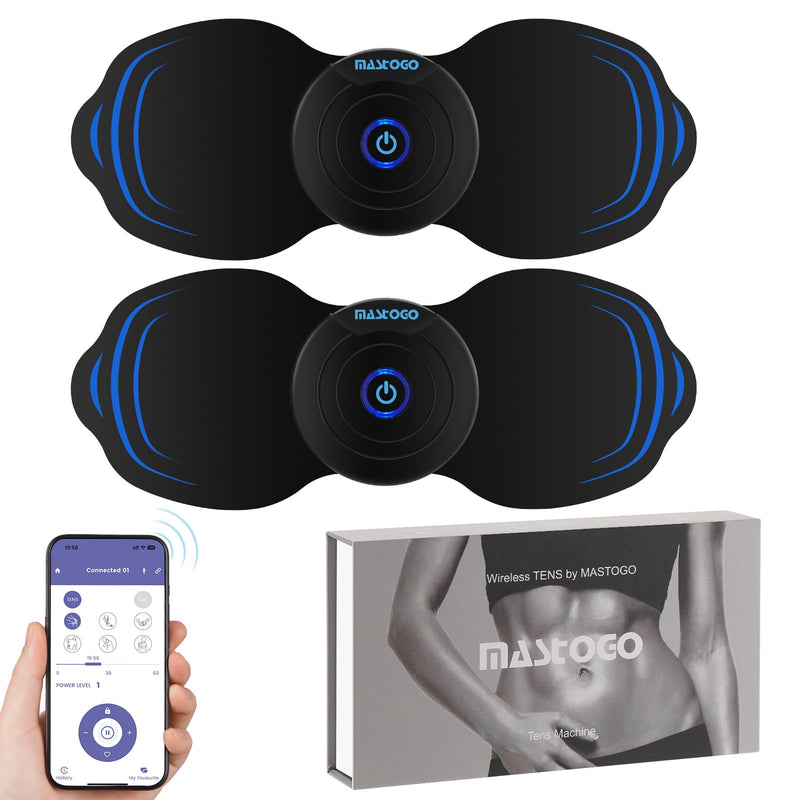 12 Modes Wireless TENS Unit Muscle Stimulator for Pain Relief | App-Controlled TENS Machine, Dual Channel, Independent Control, 20 Intensity Levels, Shoulder, Neck Pain Relief, 8 PCS Pads