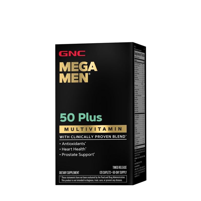 GNC Mega Men 50 Plus Multivitamin for Men | Antioxidants | Heart Health | Prostate and Circulatory Support | 120 Count 120 Count (Pack of 1)