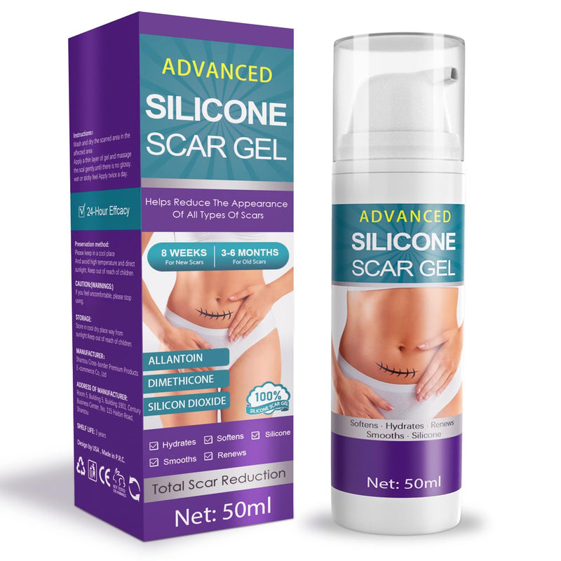 [Australia] - Silicone Scar Cream Scar Gel - Advanced Scar Gel Scar Treatment for Stretch Marks Removal, Old & New Scars, Surgical Scars, Burns, Acne, C-Section, Keloid Scar Treatment for Women & Men, 1.76Oz 