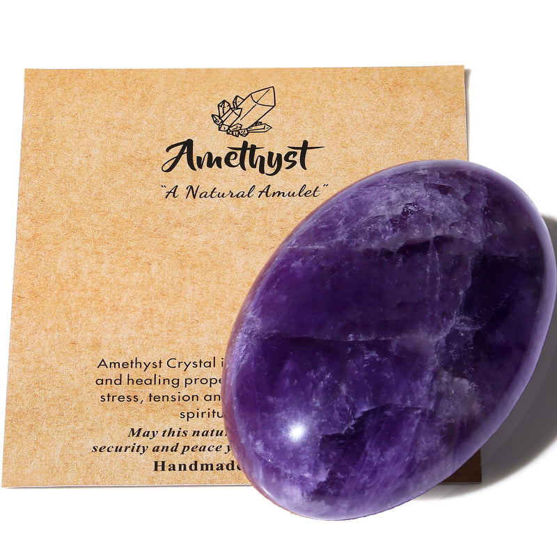 [Australia] - MAIBAOTA 2.4" Amethyst Crystal Healing Crystals Amethyst Stone 0.7" Thick Crystals and Healing Stones Natural Reiki Gemstone Worry Stone Energy Balancing Anxiety Stress Relief Meditation 1 Pc E-amethyst 