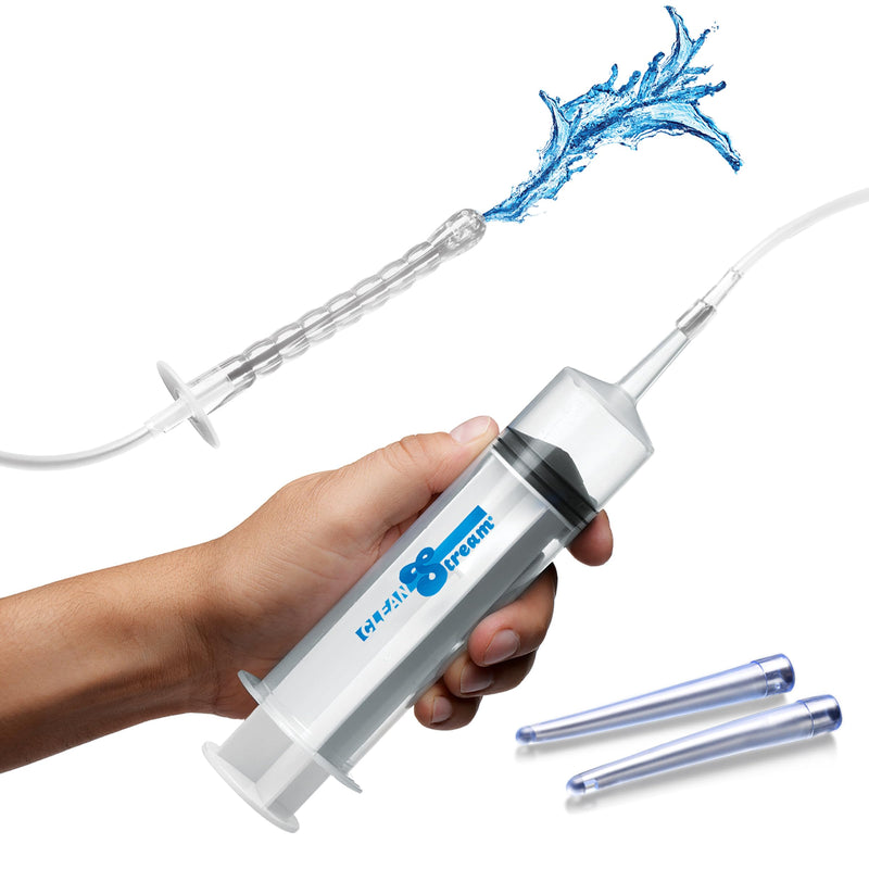 [Australia] - CLEANSTREAM 150mL Syringe w/Attachments for Beginners, Men, Women, & Couples. Fluid Syringe and Three Tapered Tips. Silicone Tube. 5 Pieces, Clear. 