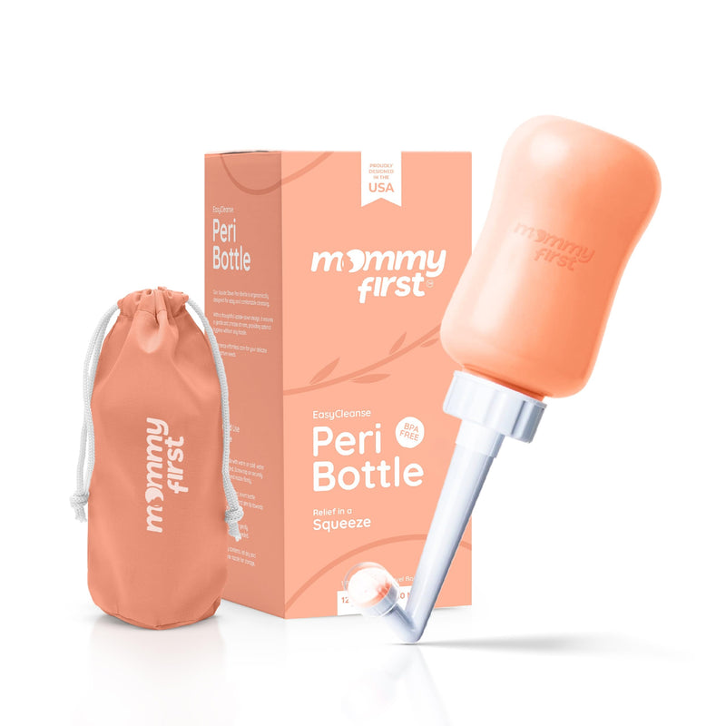 [Australia] - Mommy First¬Æ Peri Bottle for Postpartum Care | Upside Down Bottle for Perineal Cleansing and Recovery | Portable Bidet | Postpartum Essential | Peach 12.2 OZ 12.2 Ounce 