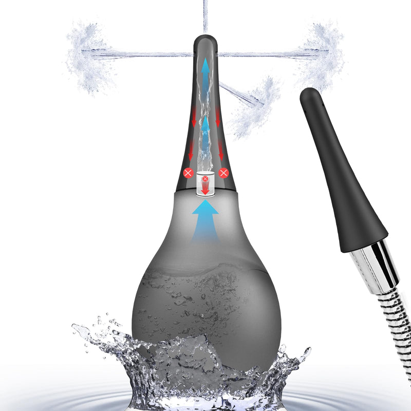 [Australia] - Enema Douche Anti Back-Flow,Silicone Enema Reusable Anal Douche Cleaner for Men Women Colon Cleansing,Shower douche with 5 Spouts connected to shower hole,Vaginal Cleaner 10oz, Semi-transparent 