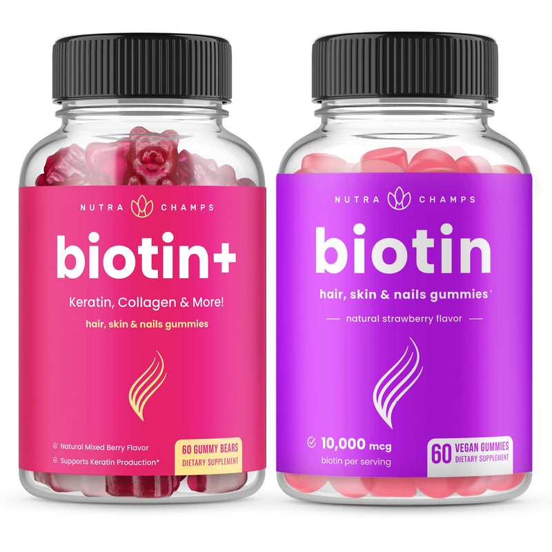 NutraChamps Biotin+ & Biotin. The Complete Duo for Hair, Skin and Nails.