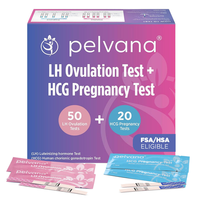 [Australia] - Pelvana Pregnancy and Ovulation Test Strips Combo Kit - 50 LH Fertility Test Strips + 20 Pregnancy HCG Checker Kits - Identify Your Peak Fertility Days - Easy at Home Ovulation Tests (70 Piece Kit) 1 Count (Pack of 70) 