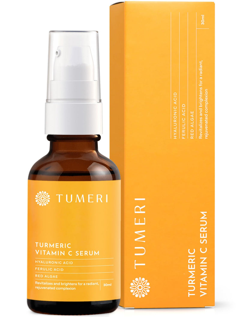 TUMERI Turmeric Vitamin C Face Serum – Facial Skin Care Vitamin C and Turmeric Serum for Dark Spots and Dark Circles – With Vitamin C + E and Ferulic Acid – 1 Fl oz