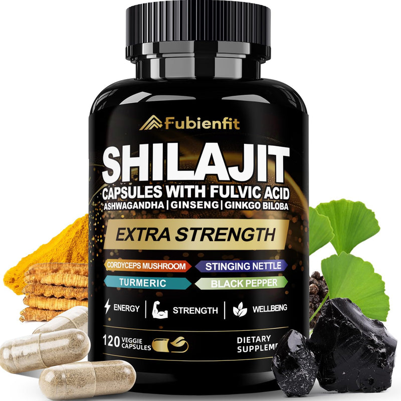 [Australia] - Shilajit Capsules - Premium Shilajit for Men - with Ashwagandha Ginseng and More Fulvic Acid for Men/Women - 120 Capsules 120 Count (Pack of 1) 