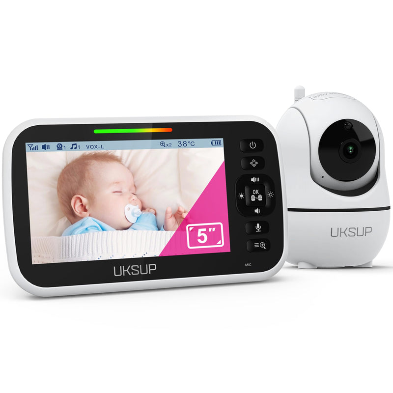 [Australia] - Baby Monitor with Camera and Audio- Video Baby Monitor with 960ft Long Range, Remote Pan-Tilt-Zoom, Night Vision, Temperature Sensor, 2-Way Talk, 8 Lullabies, 30-Hour Battery & No WiFi 1 Camera 
