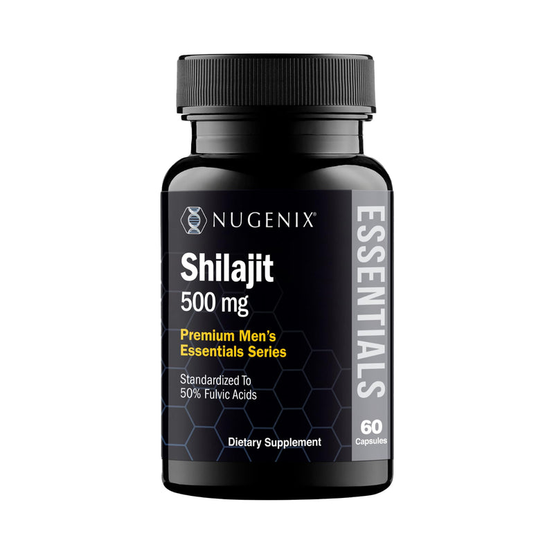 [Australia] - Nugenix Essentials Shilajit Capsules Supplement for Men and Women - 500mg, Standardized to 50% Fulvic Acids, Himalayan, 60 Capsules 60 Count (Pack of 1) 