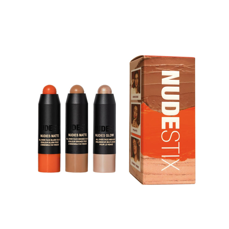 [Australia] - Nudestix Beachy Nudes Mini Kit by Allana Davison – 3-Piece NUDIES Cream Makeup Set for Cheeks, Eyes & Lips | Vegan, Travel-Friendly Summer Glow Kit with Exclusive Blush Shade | Cruelty-Free 