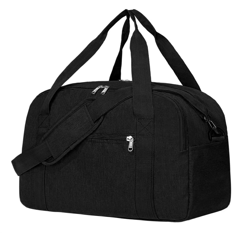 18" Small Carry on Bags for Airplanes with Laptop & Wet Compartment Underseat for Spirit Airlines Personal Item Travel Bag 18x14x8 in Duffle Gym Bag for Women Men Black 17*11.5*8 in
