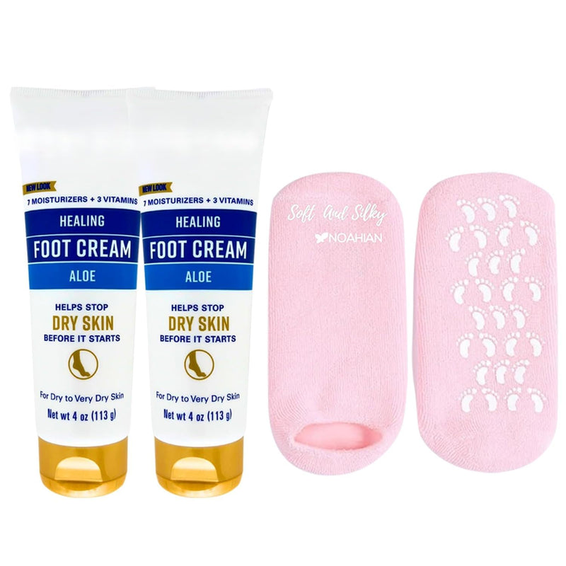 [Australia] - Ultimate Healing Foot Cream, 4 oz, 2 Pack - Effective Foot Cream for Dry Cracked Heels and Feet, Bundled Soft and Silky Socks 